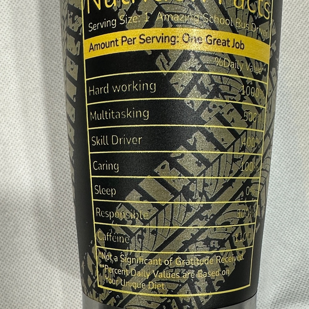 Black and Gold Bus Driver Tumbler - Picture 4 of 5